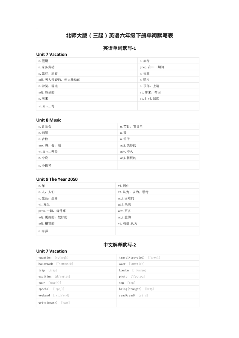 北师大版（三起）英语六年级下册单词默写表_26春四年级上下册人教版_四上英语合集人教版PEP英语四年级上册新教材（教学视频+课件+动画+音频+练习+教案）_17练习资料_北师大版