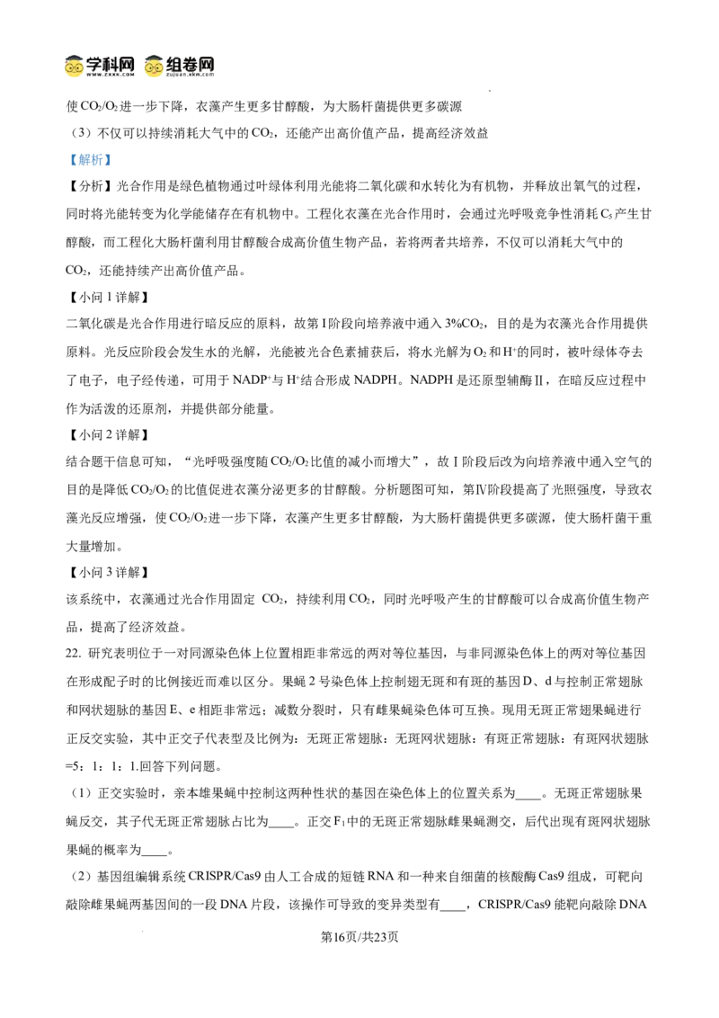 精品解析：2026届山东济宁市高三第一次模拟考试生物试题（解析版）