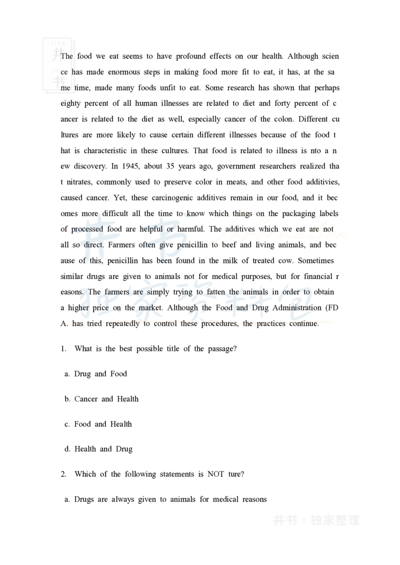 大学英语四级阅读40篇(含答案)_大学英语四六级_赠送_四六级作文模板+单词_阅读