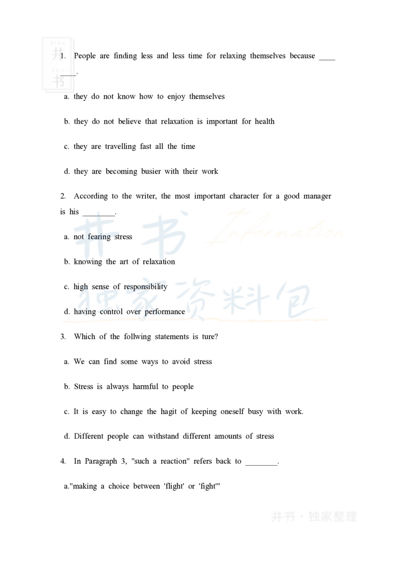 大学英语四级阅读40篇(含答案)_大学英语四六级_赠送_四六级作文模板+单词_阅读