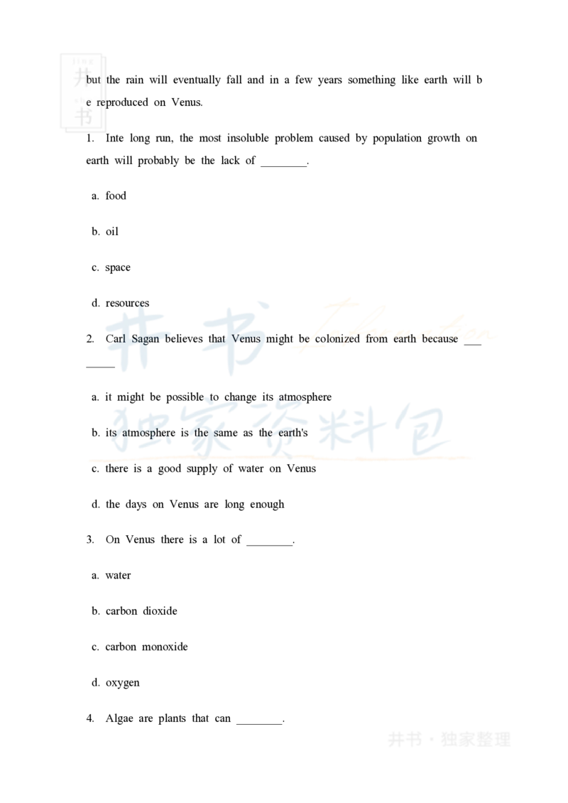 大学英语四级阅读40篇(含答案)_大学英语四六级_赠送_四六级作文模板+单词_阅读