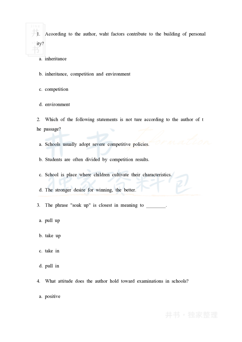 大学英语四级阅读40篇(含答案)_大学英语四六级_赠送_四六级作文模板+单词_阅读