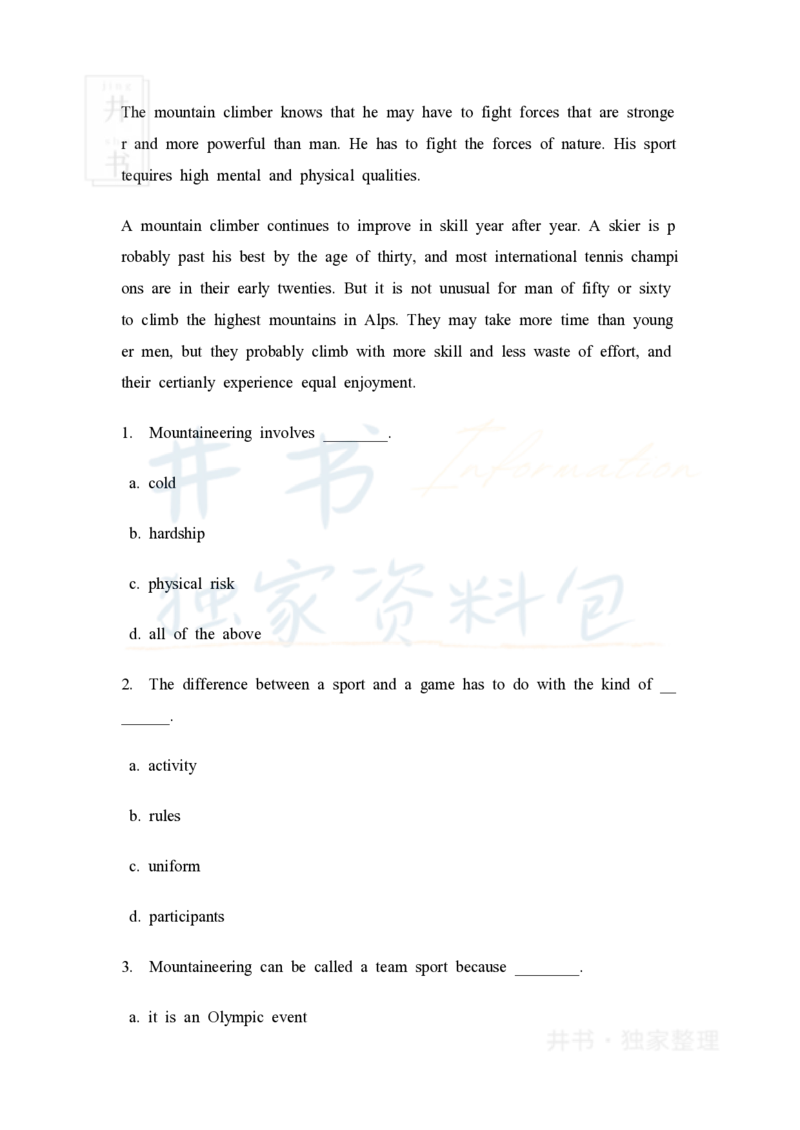 大学英语四级阅读40篇(含答案)_大学英语四六级_赠送_四六级作文模板+单词_阅读