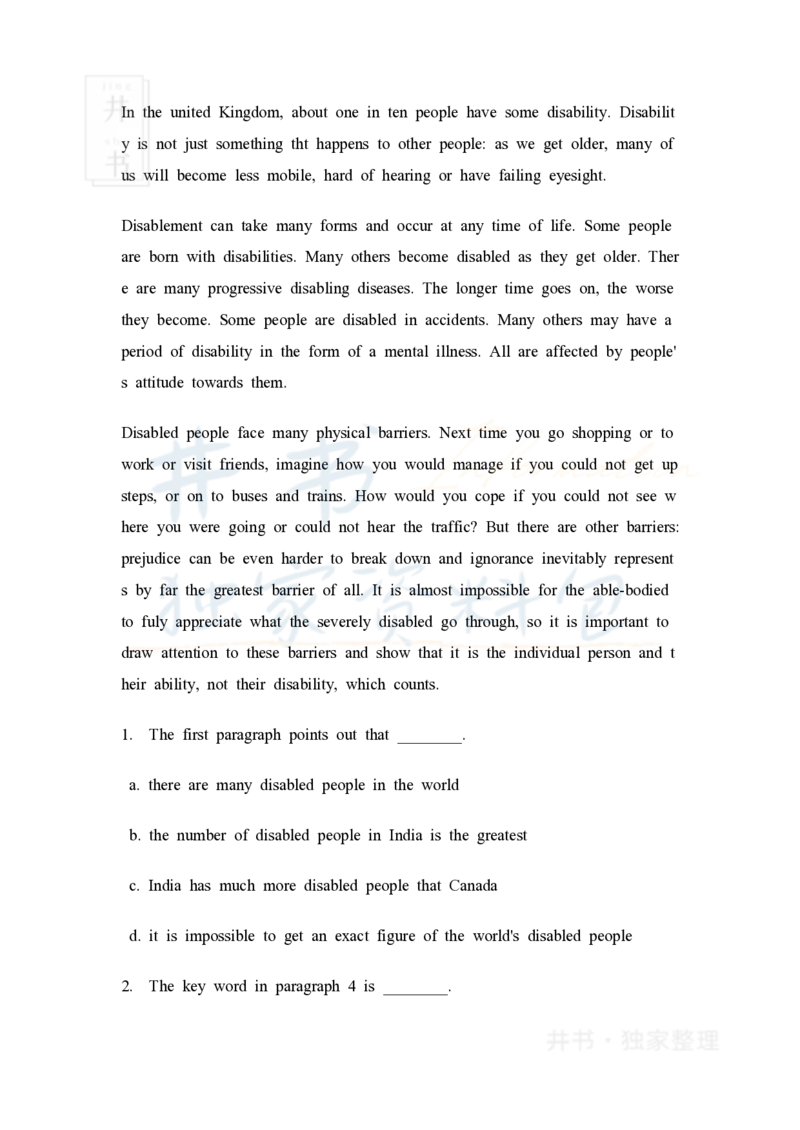 大学英语四级阅读40篇(含答案)_大学英语四六级_赠送_四六级作文模板+单词_阅读