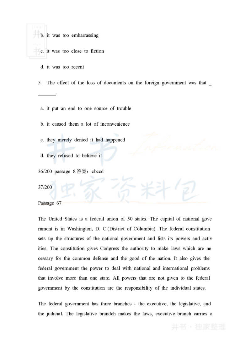 大学英语四级阅读40篇(含答案)_大学英语四六级_赠送_四六级作文模板+单词_阅读