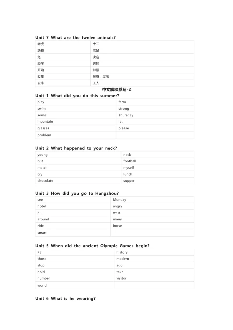 北京版（一起）英语六年级上册单词默写表_26春四年级上下册人教版_四上英语合集人教版PEP英语四年级上册新教材（教学视频+课件+动画+音频+练习+教案）_17练习资料_北京版