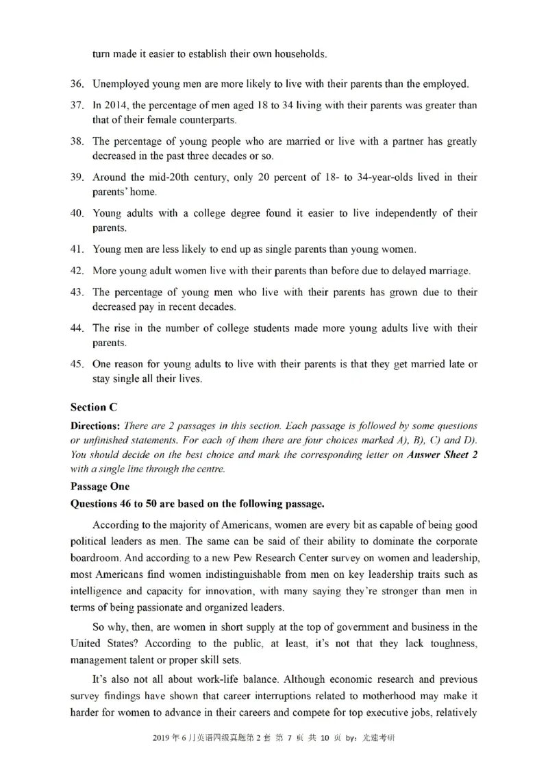 四级真题2017-2020一键打印版_大学英语四六级_大学英语四级+六级_四级真题