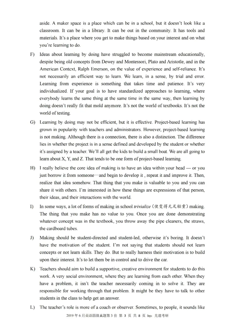 四级真题2017-2020一键打印版_大学英语四六级_大学英语四级+六级_四级真题