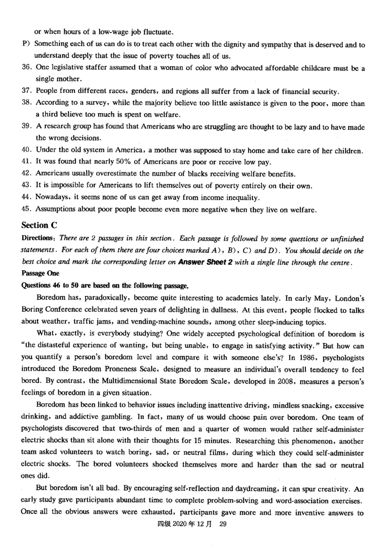 四级真题2017-2020一键打印版_大学英语四六级_大学英语四级+六级_四级真题