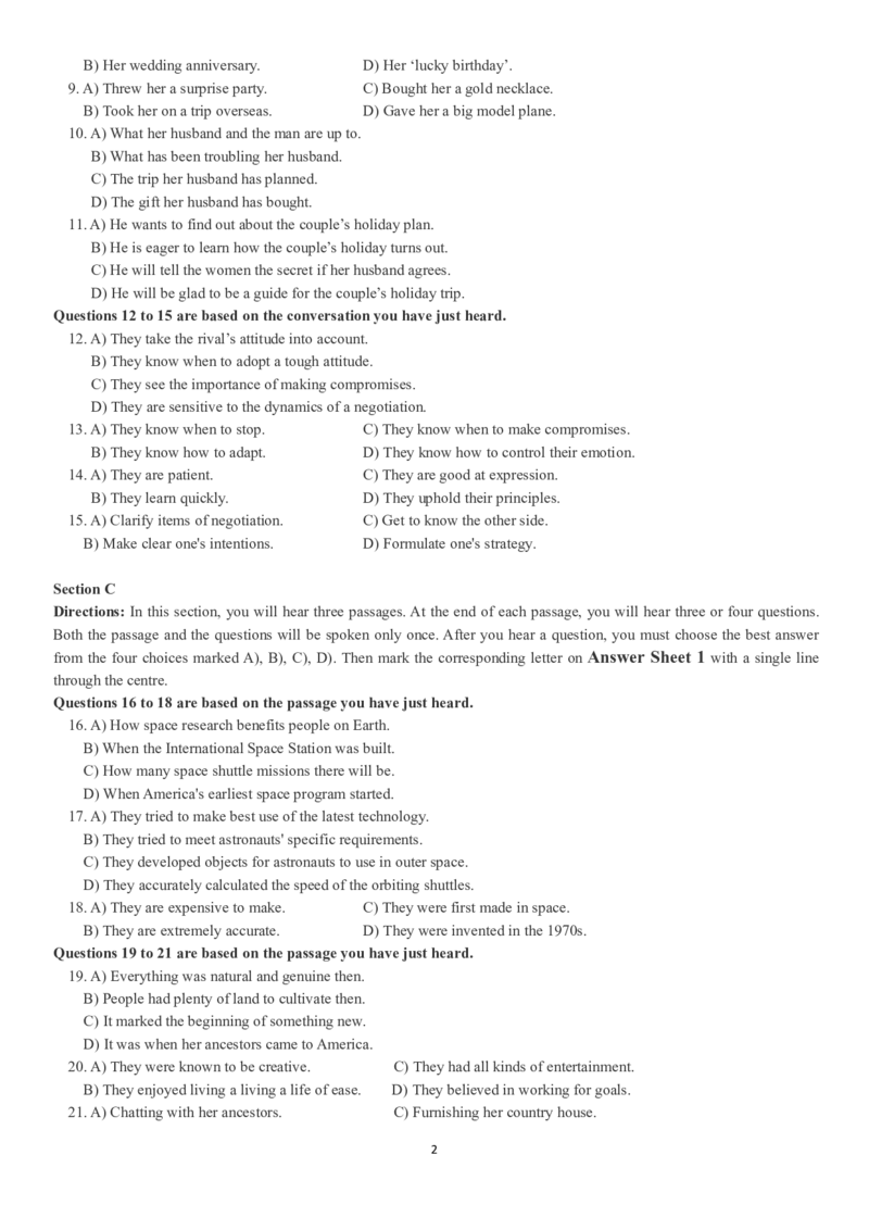 四级真题2017-2020一键打印版_大学英语四六级_大学英语四级+六级_四级真题