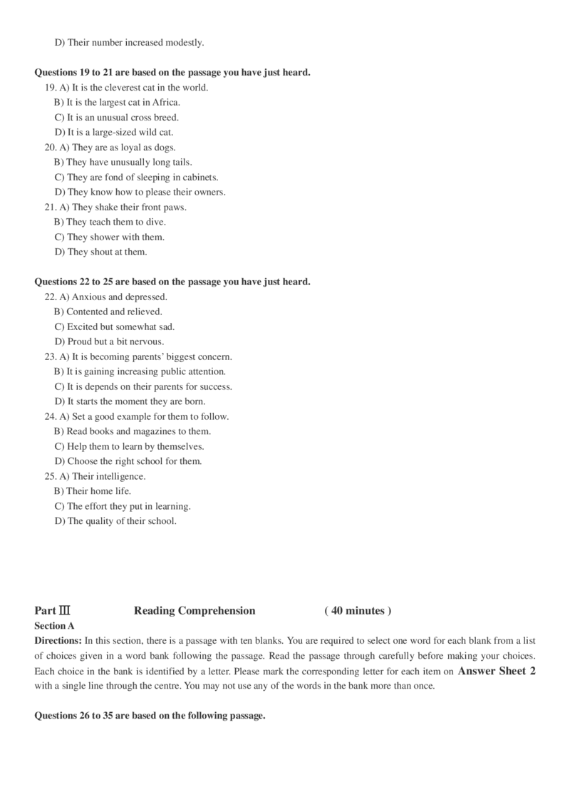 四级真题2017-2020一键打印版_大学英语四六级_大学英语四级+六级_四级真题