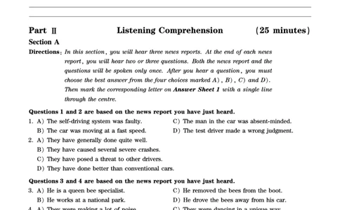 四级真题2017-2020一键打印版_大学英语四六级_大学英语四级+六级_四级真题