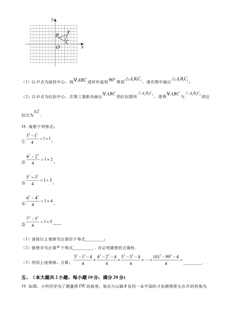 精品解析：2025年安徽省合肥市四十五中学森林城校分校中考第三次模拟数学试卷（原卷版）_2025年安徽省中考模拟试卷数学_2025年安徽数学三模卷68份