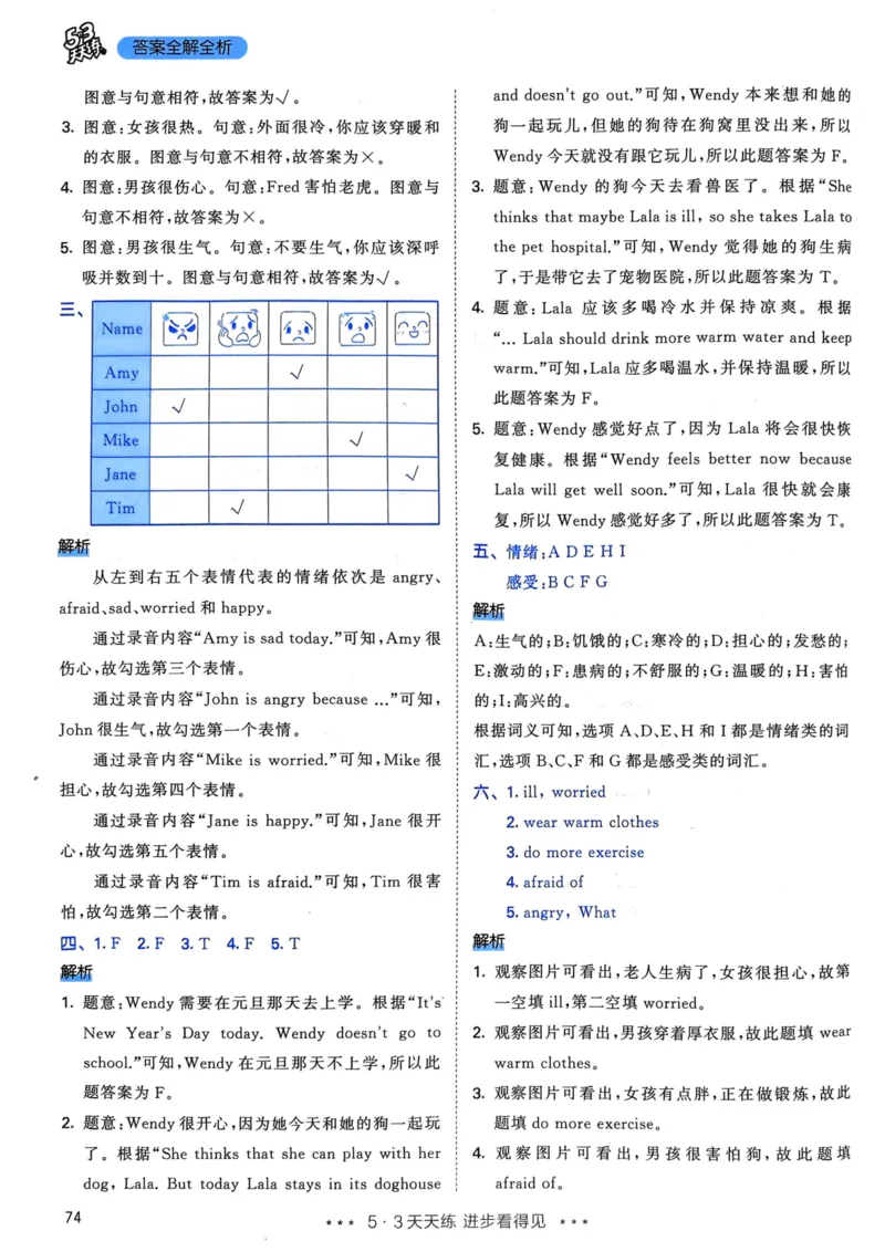 六年级英语上册人教PEP版24秋《53天天练》答案解析_26春四年级上下册人教版_四上英语合集人教版PEP英语四年级上册新教材（教学视频+课件+动画+音频+练习+教案）_17练习资料