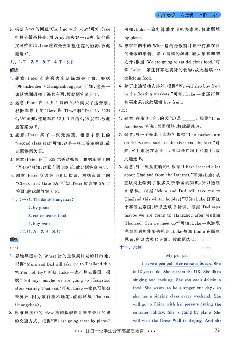 六年级英语上册人教PEP版24秋《53天天练》答案解析_26春四年级上下册人教版_四上英语合集人教版PEP英语四年级上册新教材（教学视频+课件+动画+音频+练习+教案）_17练习资料