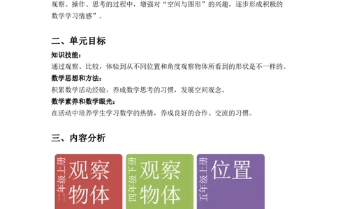 第二单元《观察物体（二））》（单元解读）-四年级数学下册人教版_2026春人教版数学四年级下册_四下人教数学_四年级下册_单元解读