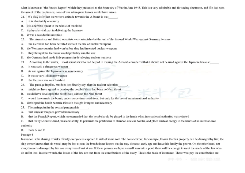 大学英语四级阅读200篇_大学英语四六级_赠送_四六级作文模板+单词_阅读