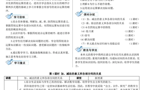 第1课时加、减法的意义和各部分间的关系_2026春人教版数学四年级下册_四下人教数学_四年级下册_教案_教案2+导学案人教四下数学_导学案_1四则运算