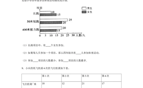 分层训练四年级下册数学单元测试-第八单元统计（基础卷）人教版（含答案）_2026春人教版数学四年级下册_四下人教数学_四年级下册_单元测试_分层测试卷