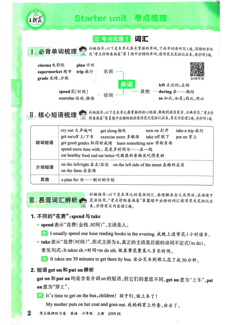 剑桥版英语六年级上册《考点梳理补缺手册》（24秋）_26春四年级上下册人教版_四上英语合集人教版PEP英语四年级上册新教材（教学视频+课件+动画+音频+练习+教案）_17练习资料