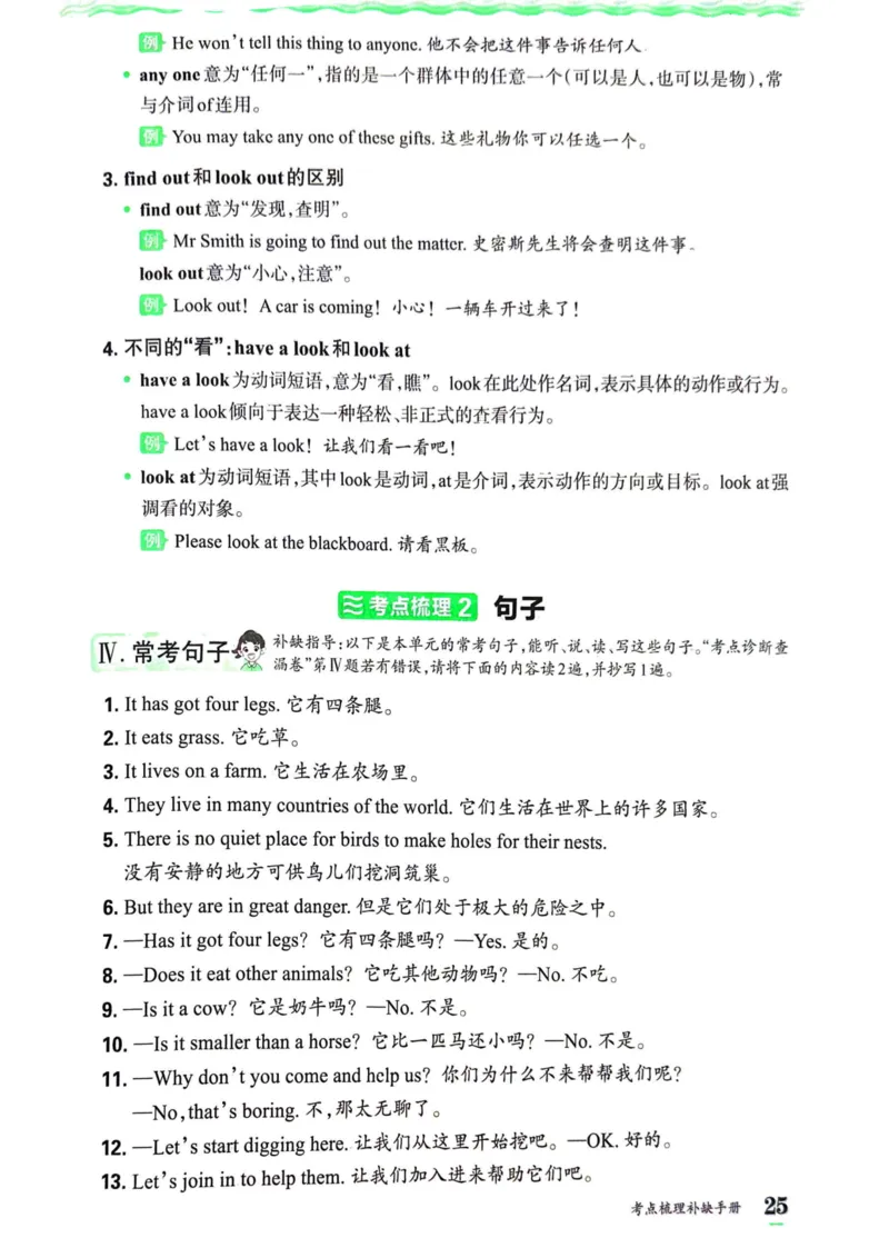 剑桥版英语六年级上册《考点梳理补缺手册》（24秋）_26春四年级上下册人教版_四上英语合集人教版PEP英语四年级上册新教材（教学视频+课件+动画+音频+练习+教案）_17练习资料