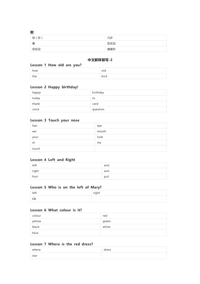 接力版英语三年级下册单词默写表_26春四年级上下册人教版_四上英语合集人教版PEP英语四年级上册新教材（教学视频+课件+动画+音频+练习+教案）_17练习资料_《小学英语单词默写表》