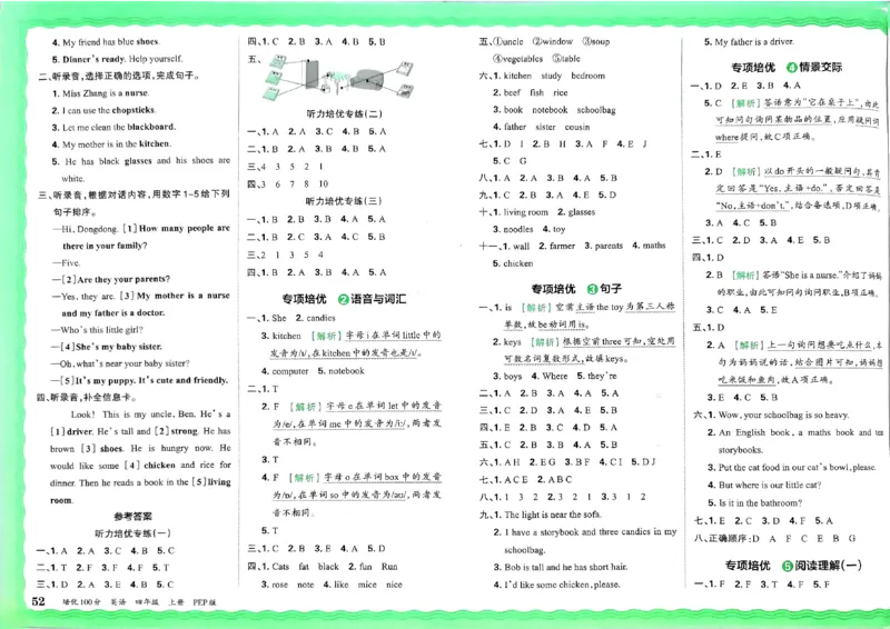 四年级英语上册人教PEP版24秋《王朝霞培优100分》_26春四年级上下册人教版_四上英语合集人教版PEP英语四年级上册新教材（教学视频+课件+动画+音频+练习+教案）_17练习资料