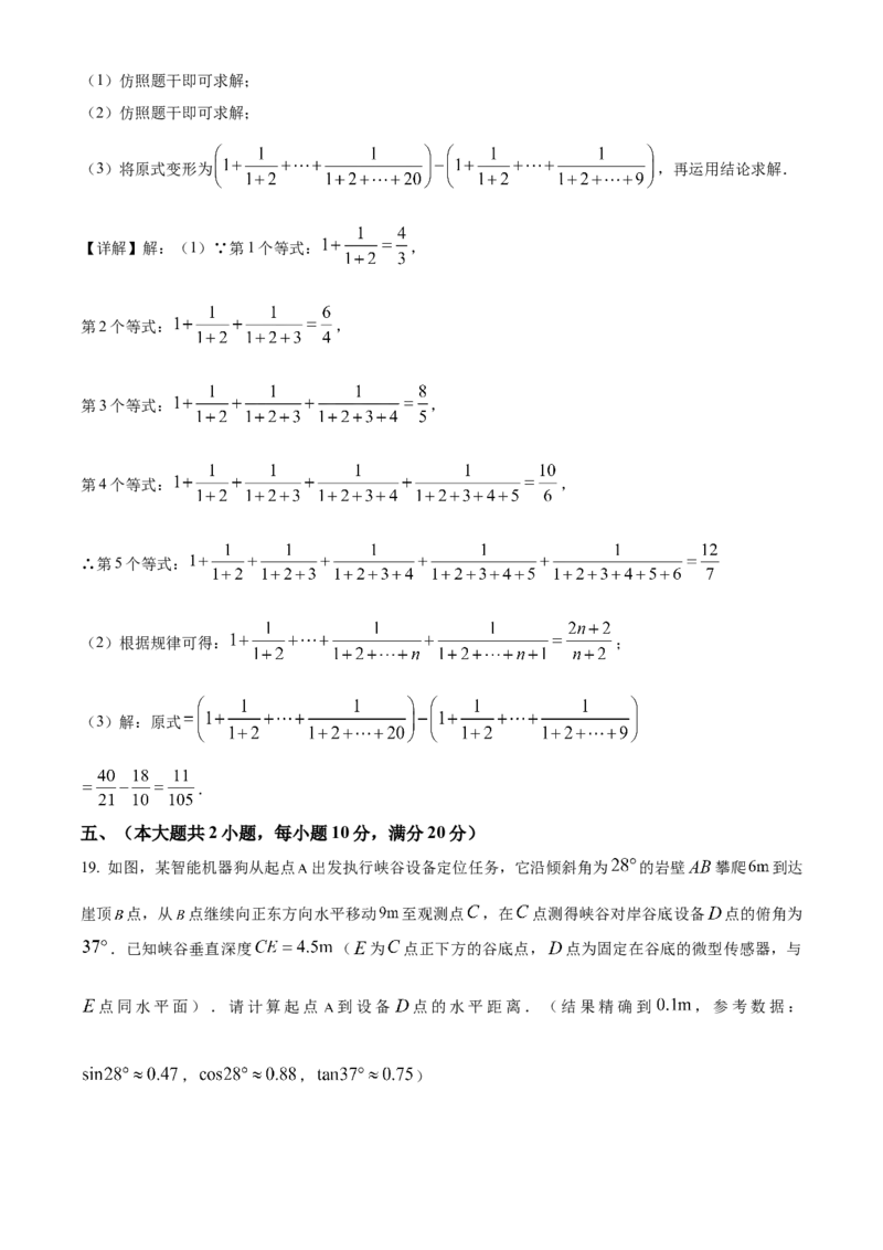 精品解析：2025年安徽安庆安师联盟九年级数学中考摸底考试试卷（解析版）_2025年安徽省中考模拟试卷数学_2025年安徽数学一模卷62份