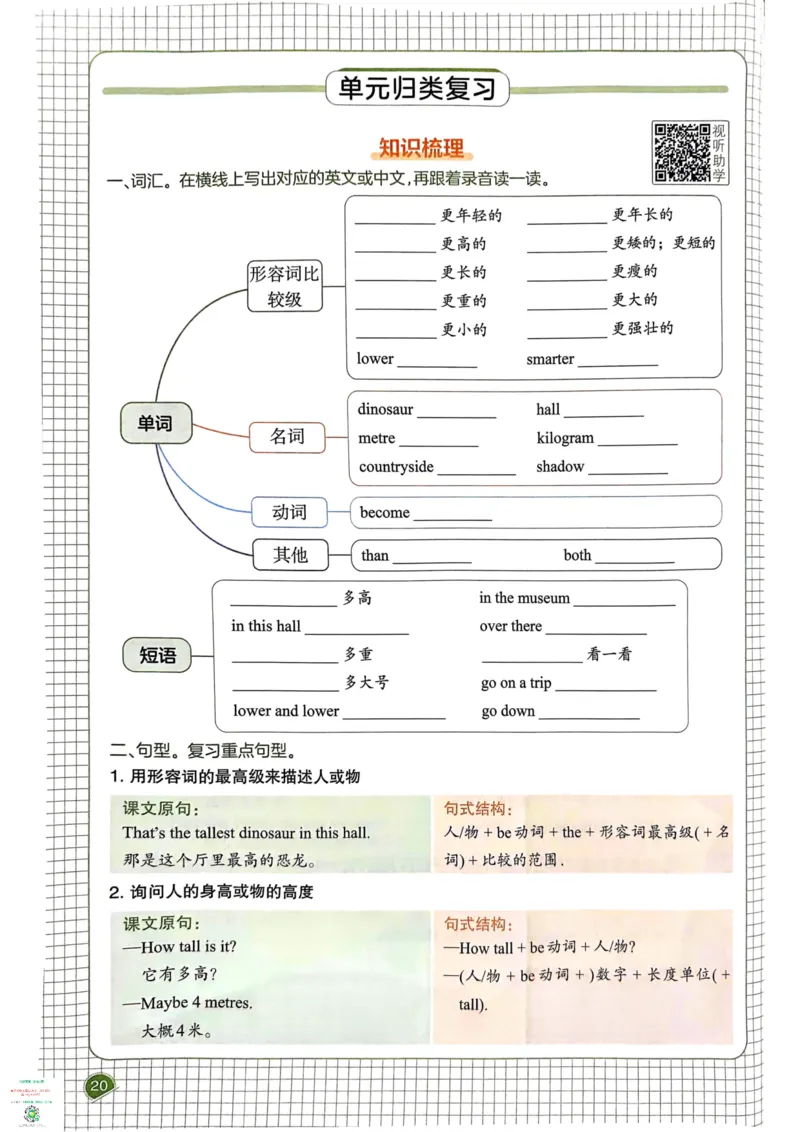 六年级英语下册25春人教PEP版《一本预习笔记》_26春四年级上下册人教版_四上英语合集人教版PEP英语四年级上册新教材（教学视频+课件+动画+音频+练习+教案）_17练习资料