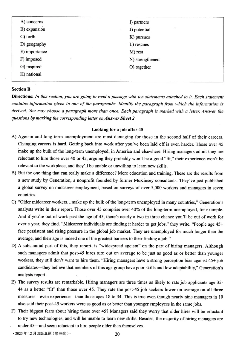 2025.12四级真题第3套_大学英语四六级_大学英语四级+六级_四级真题_四级真题_2025年12月CET4题+答案+音频新