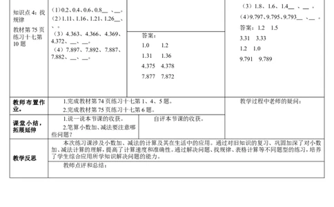 练习课（1-2课时）_2026春人教版数学四年级下册_四下人教数学_四年级下册_教案_教案2+导学案人教四下数学_导学案_6小数的加法和减法