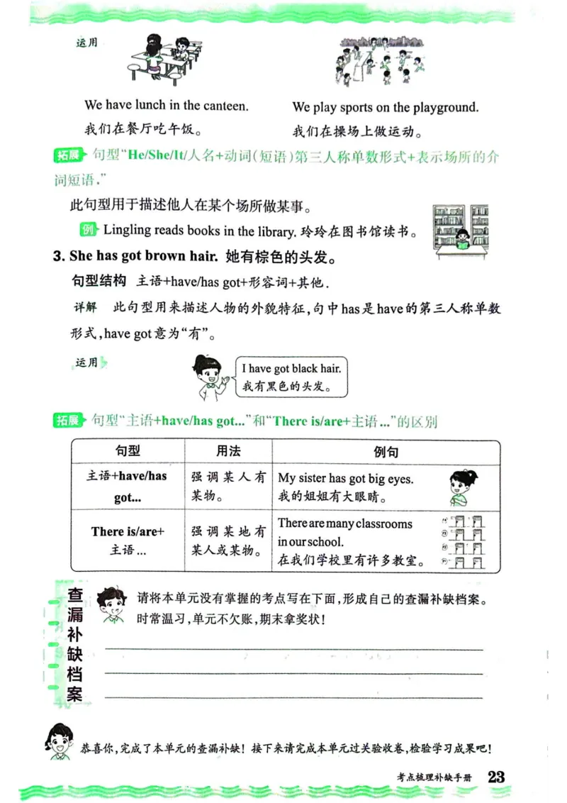 剑桥版英语四年级上册《考点梳理补缺手册》（24秋）_26春四年级上下册人教版_四上英语合集人教版PEP英语四年级上册新教材（教学视频+课件+动画+音频+练习+教案）_17练习资料