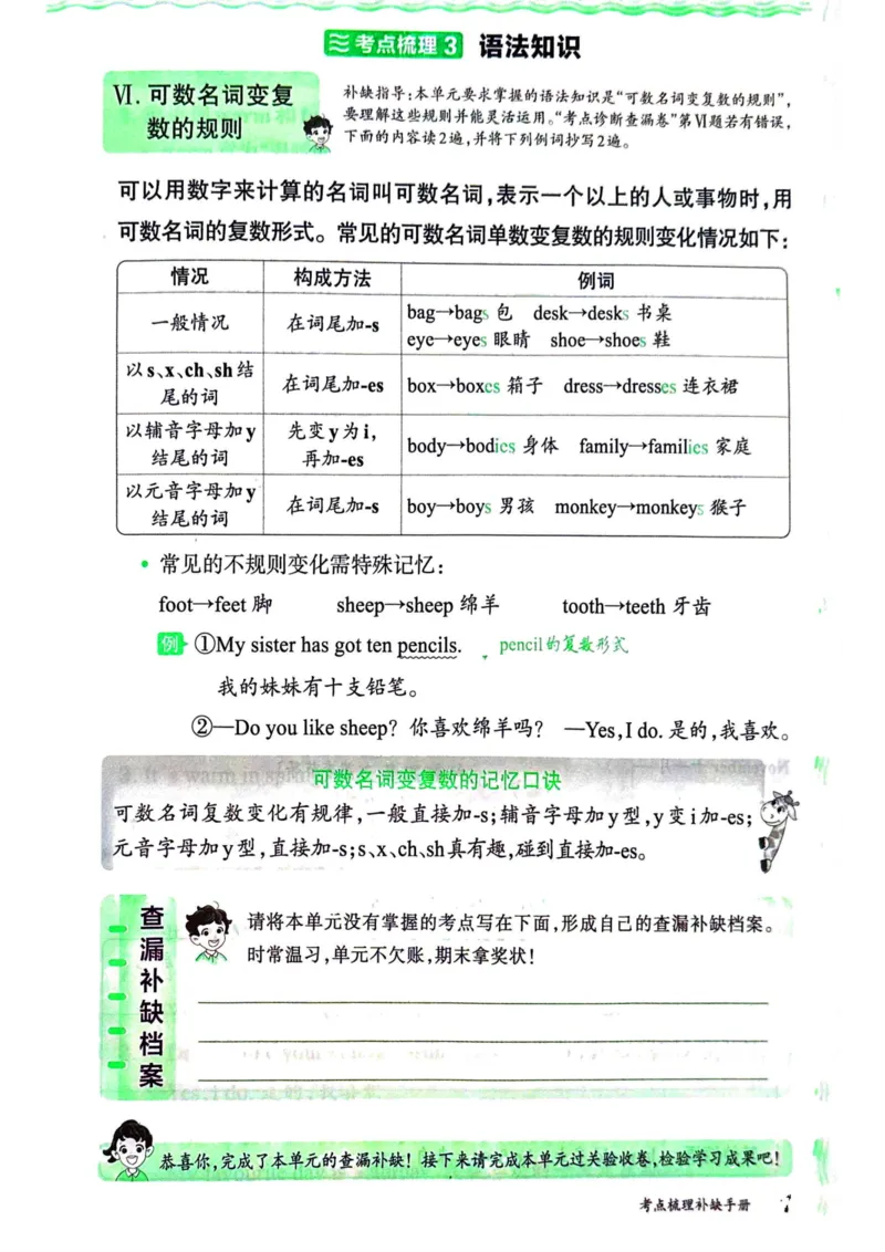 剑桥版英语四年级上册《考点梳理补缺手册》（24秋）_26春四年级上下册人教版_四上英语合集人教版PEP英语四年级上册新教材（教学视频+课件+动画+音频+练习+教案）_17练习资料