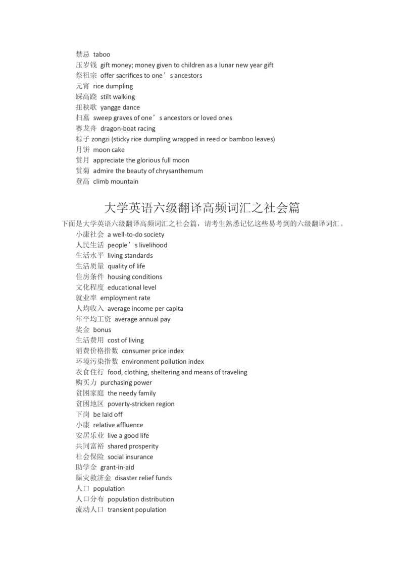 英语六级翻译词汇-六级翻译词汇必看_大学英语四六级_赠送_四六级作文模板+单词_四六级词汇