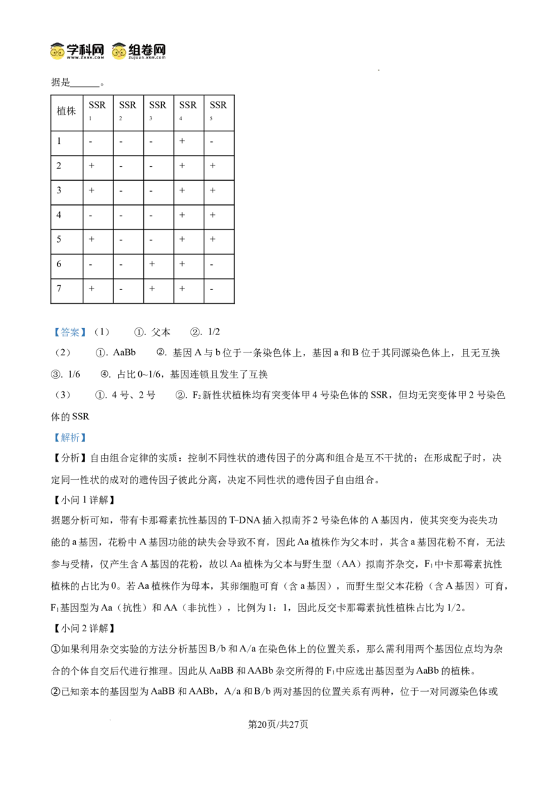 精品解析：2026届山东临沂市高三下学期普通高中学业水平等级考试模拟生物试题（解析版）