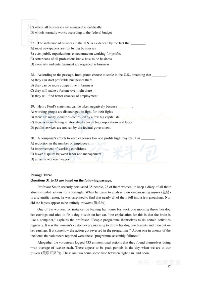 新东方四级精品班讲义-阅读讲义_大学英语四六级_赠送_四六级作文模板+单词_阅读