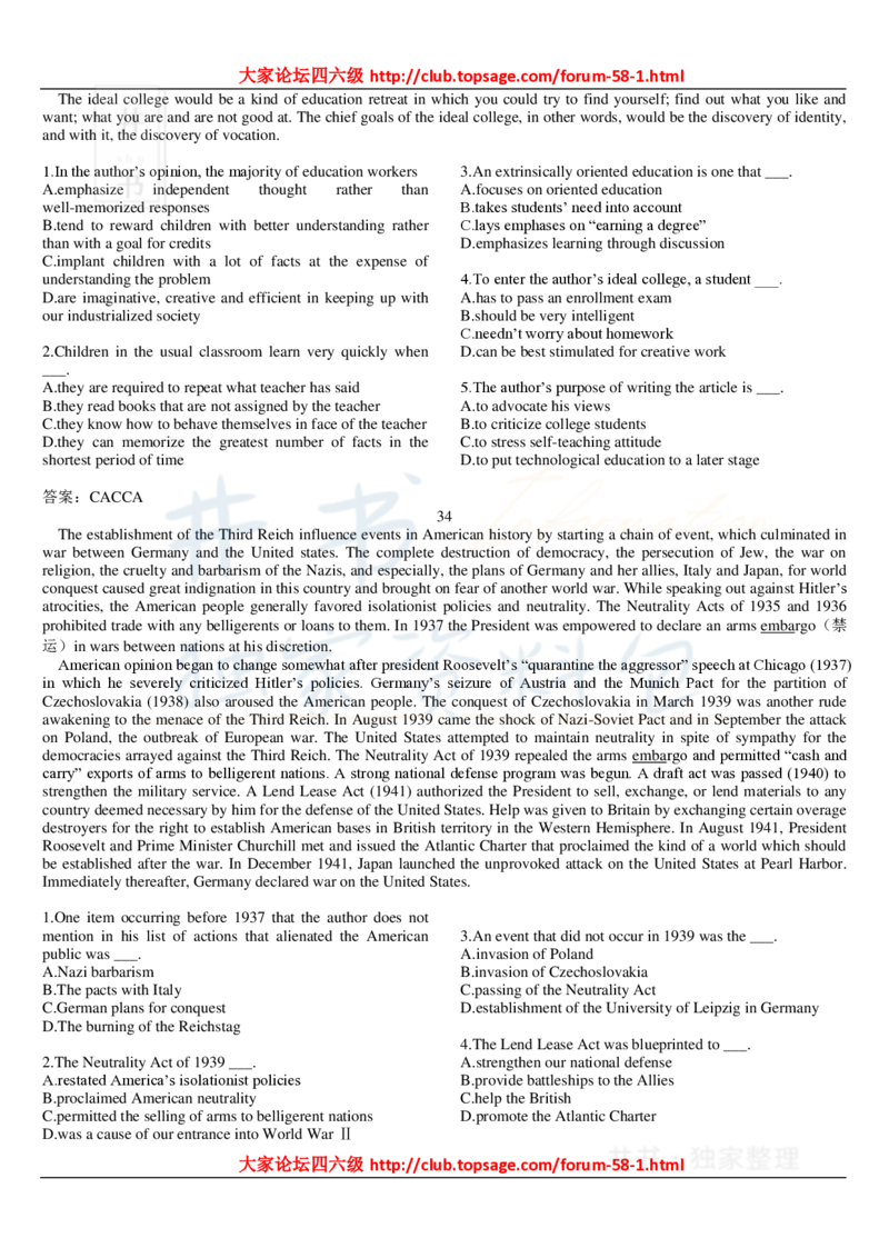 大学英语六级_阅读理解107篇_大学英语四六级_赠送_四六级作文模板+单词_阅读