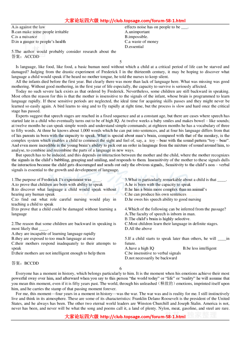 大学英语六级_阅读理解107篇_大学英语四六级_赠送_四六级作文模板+单词_阅读