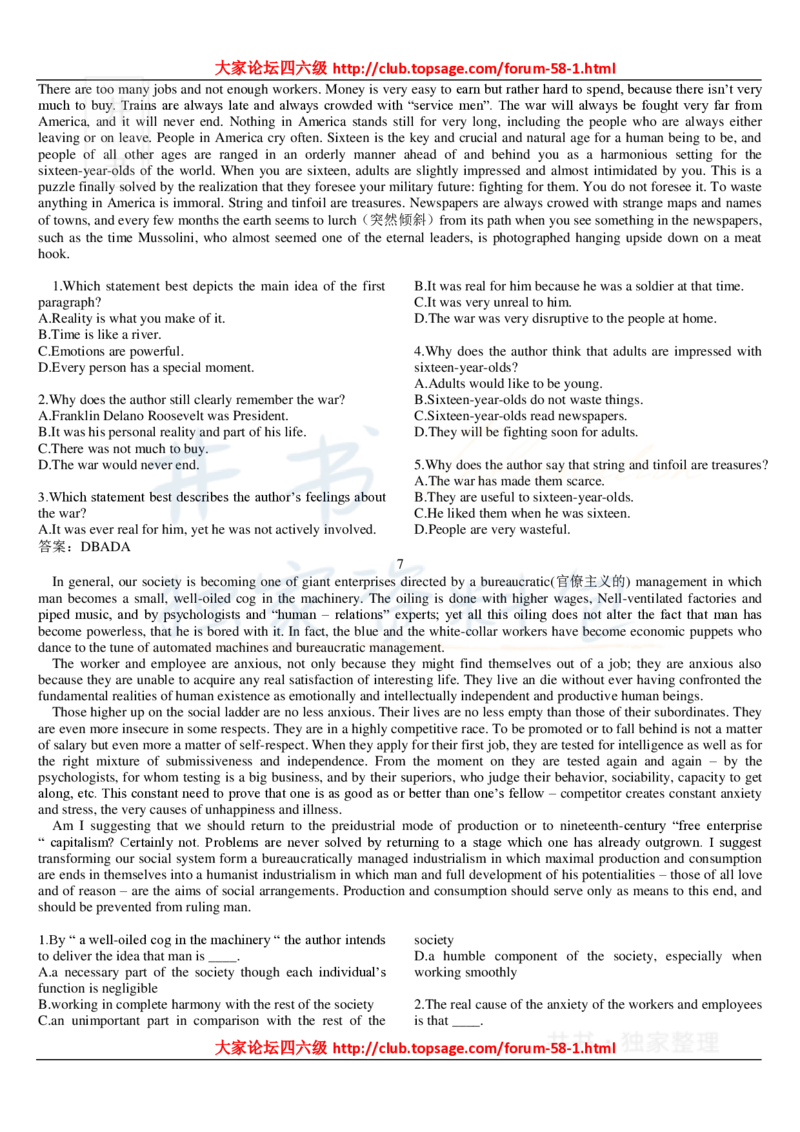 大学英语六级_阅读理解107篇_大学英语四六级_赠送_四六级作文模板+单词_阅读