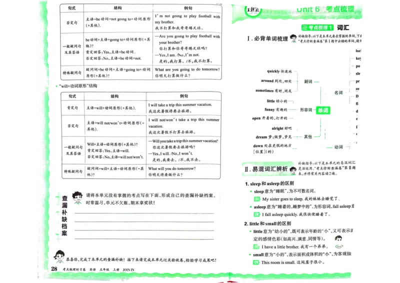 剑桥版英语五年级上册《考点梳理补缺手册》（24秋）_26春四年级上下册人教版_四上英语合集人教版PEP英语四年级上册新教材（教学视频+课件+动画+音频+练习+教案）_17练习资料