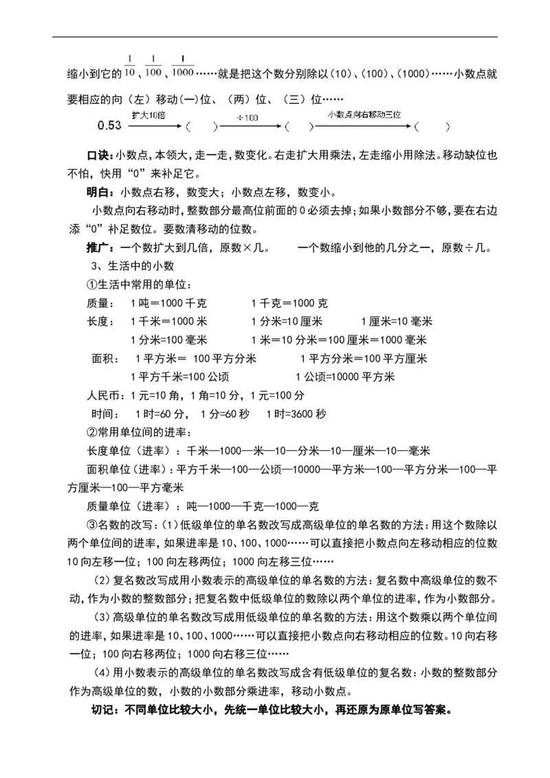 小数的意义和性质知识篇_2026春人教版数学四年级下册_四下人教数学_四年级下册_知识总结
