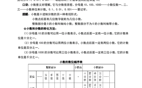 小数的意义和性质知识篇_2026春人教版数学四年级下册_四下人教数学_四年级下册_知识总结
