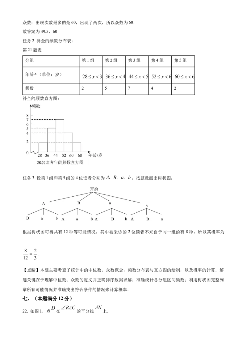 精品解析：2025年安徽省淮北市5月三模数学试题（解析版）_2025年安徽省中考模拟试卷数学_2025年安徽数学三模卷68份_精品解析：2025年安徽省淮北市5月三模数学试题