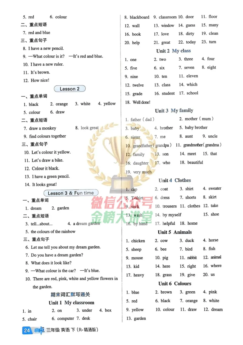 基础默写本25版&middot;英语&middot;人教精通版3年级下册_26春四年级上下册人教版_四上英语合集人教版PEP英语四年级上册新教材（教学视频+课件+动画+音频+练习+教案）_17练习资料_人教精通版