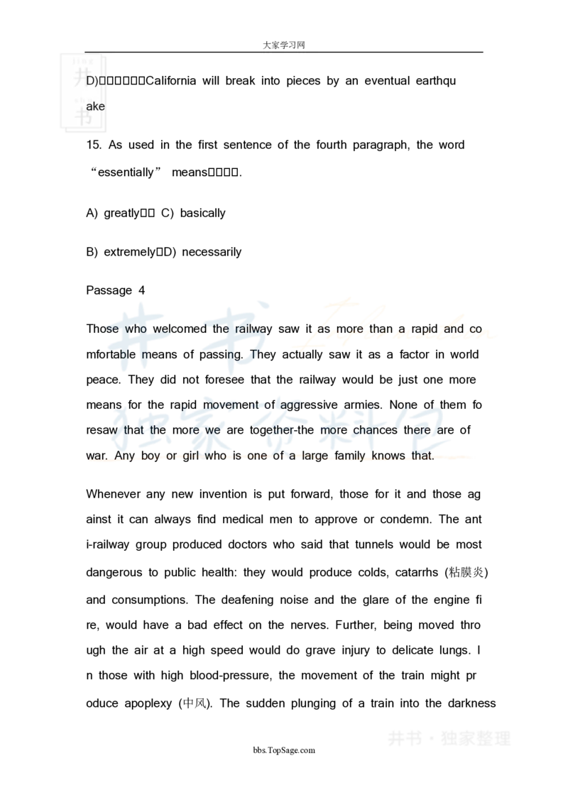 四级英语阅读理解20篇_大学英语四六级_赠送_四六级作文模板+单词_阅读