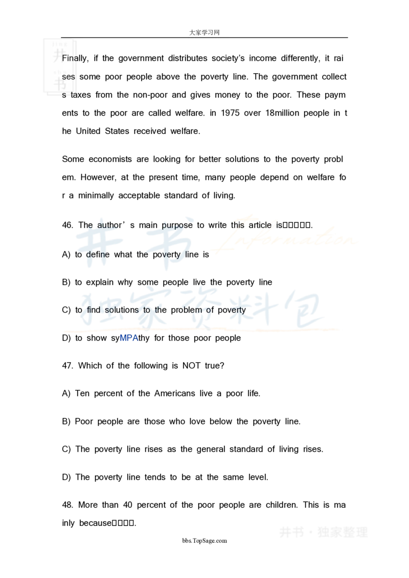 四级英语阅读理解20篇_大学英语四六级_赠送_四六级作文模板+单词_阅读