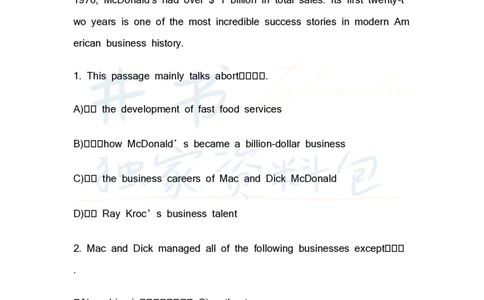 四级英语阅读理解20篇_大学英语四六级_赠送_四六级作文模板+单词_阅读
