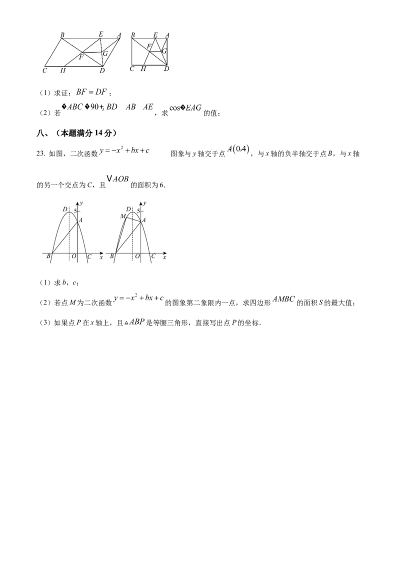 精品解析：安徽省C20教育联盟2025年九年级中考&ldquo;功夫&rdquo;卷（一）数学（原卷版）_2025年安徽省中考模拟试卷数学_2025年安徽数学一模卷62份