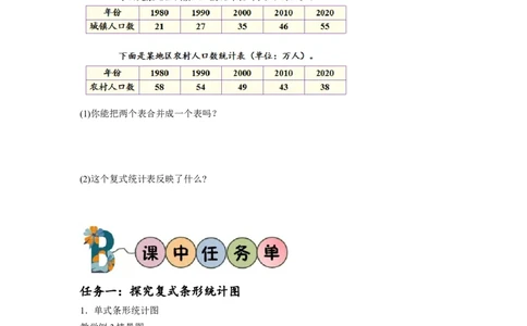 第八单元第2课时复式条形统计图（学习任务单）-四年级数学下册人教版_2026春人教版数学四年级下册_四下人教数学_四年级下册_学习任务单