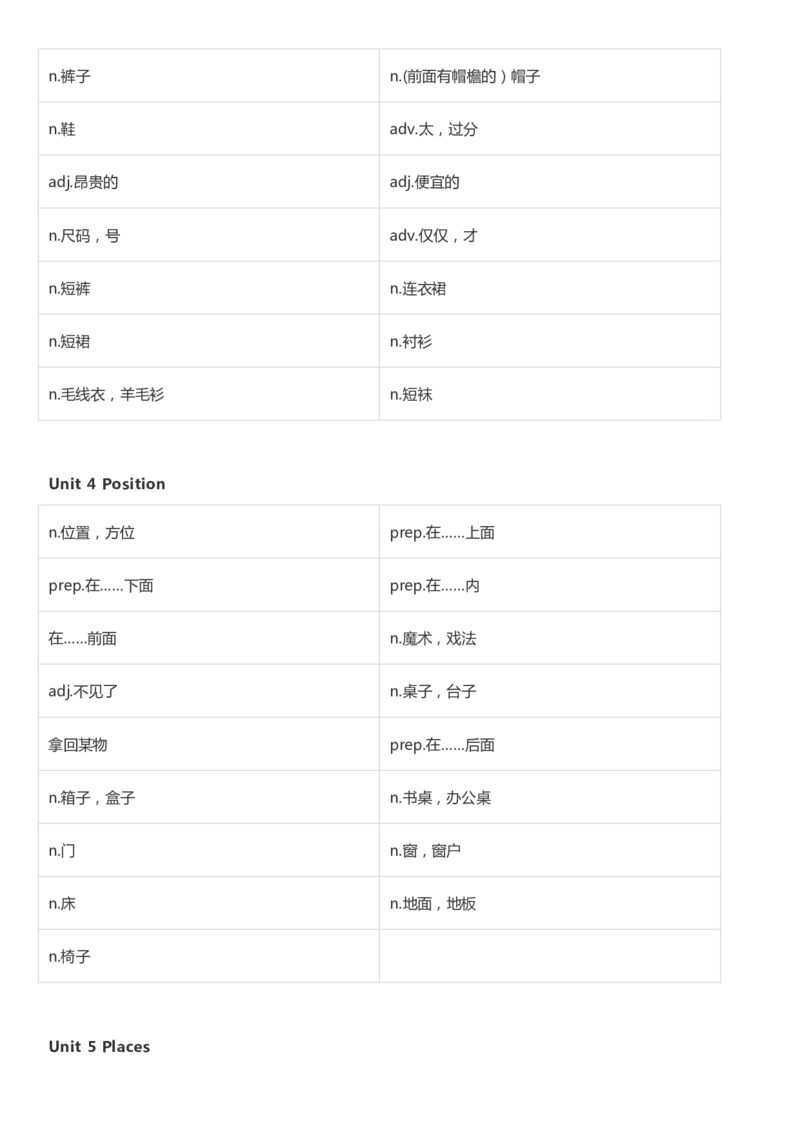 北师大三起五年级上英语单词默写_26春四年级上下册人教版_四上英语合集人教版PEP英语四年级上册新教材（教学视频+课件+动画+音频+练习+教案）_17练习资料_《小学英语单词默写表》